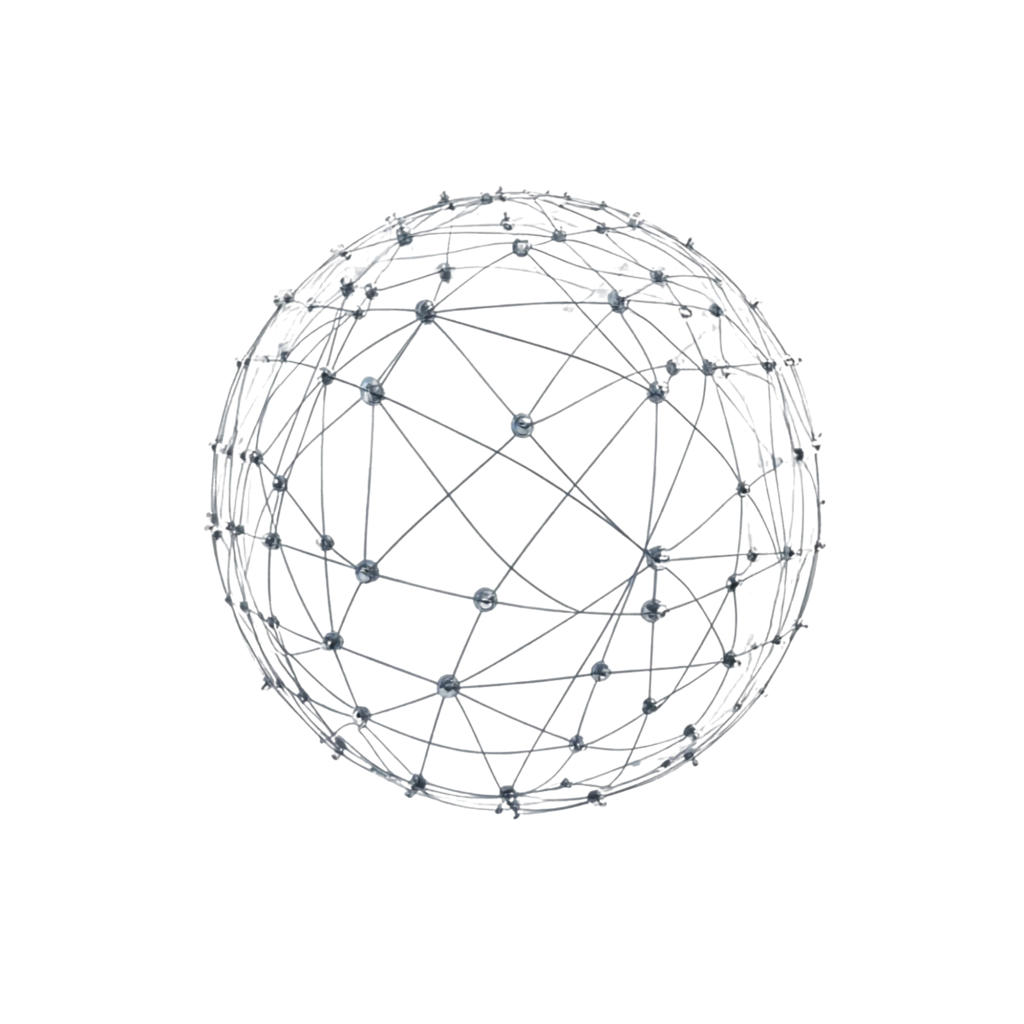 abstract 3d sphere network global connection visualization